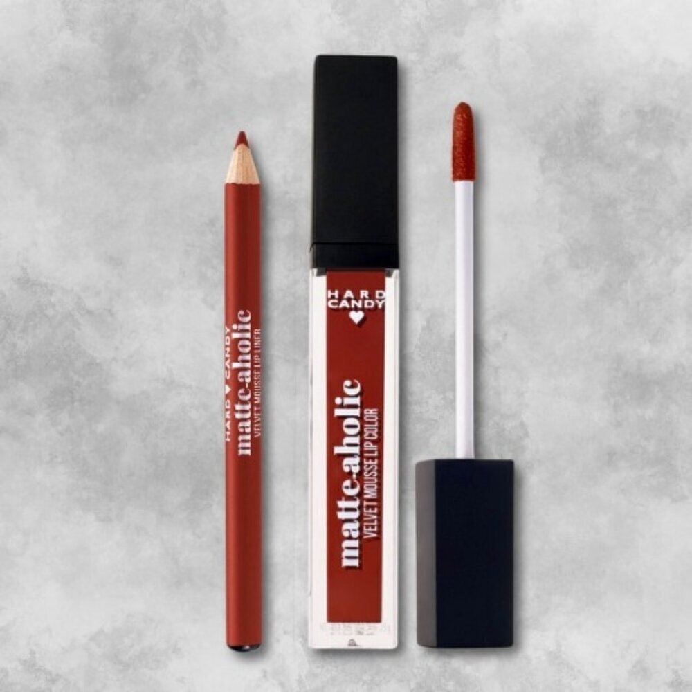 Hard Candy Matte-aholic Velvet Mousse Lip Color & Liner 1523 Heather W OS BNIB